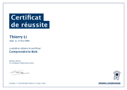 Certificat Openclassrooms Comprendre le web
