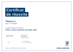 Certificat Openclassrooms Initiez-vous à la gestion de projet agile