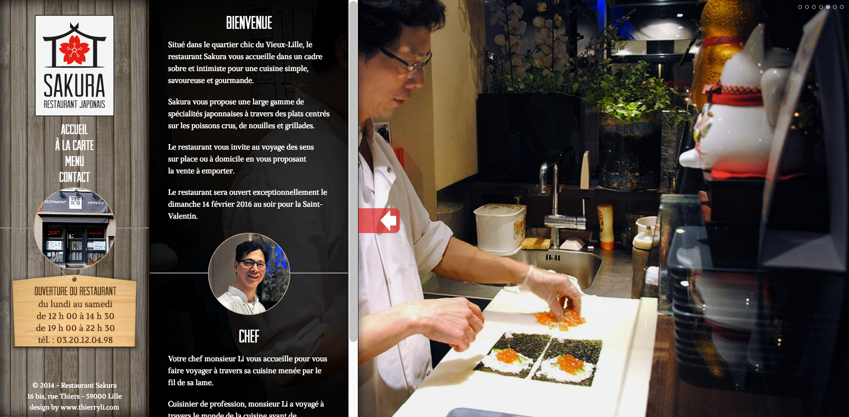 Page d'accueil du site wwww.restaurantsakura.com